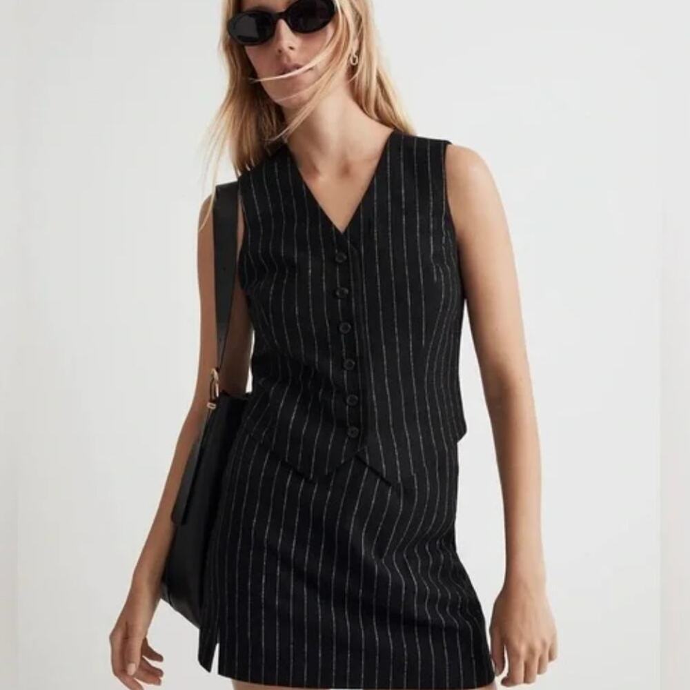 Madewell Wool Button Front Vest in Pinstripe Women's 2​​